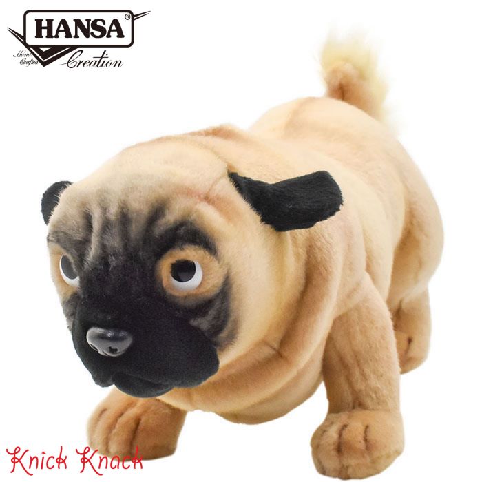 Dog - 【送料無料】HANSA パグ BH2630　ハンサ リアル 動物 ぬいぐるみ かわいい グッズ 雑貨 置物 オブジェ インテリア いぬ 犬