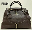 ランク A　フェンディ【FENDI】Fendi Celeriaria 　Fori Imperiali セレリア ハンドバッグ LEATHER　BAG/ HORSE ブラウン　　型押し (中古)