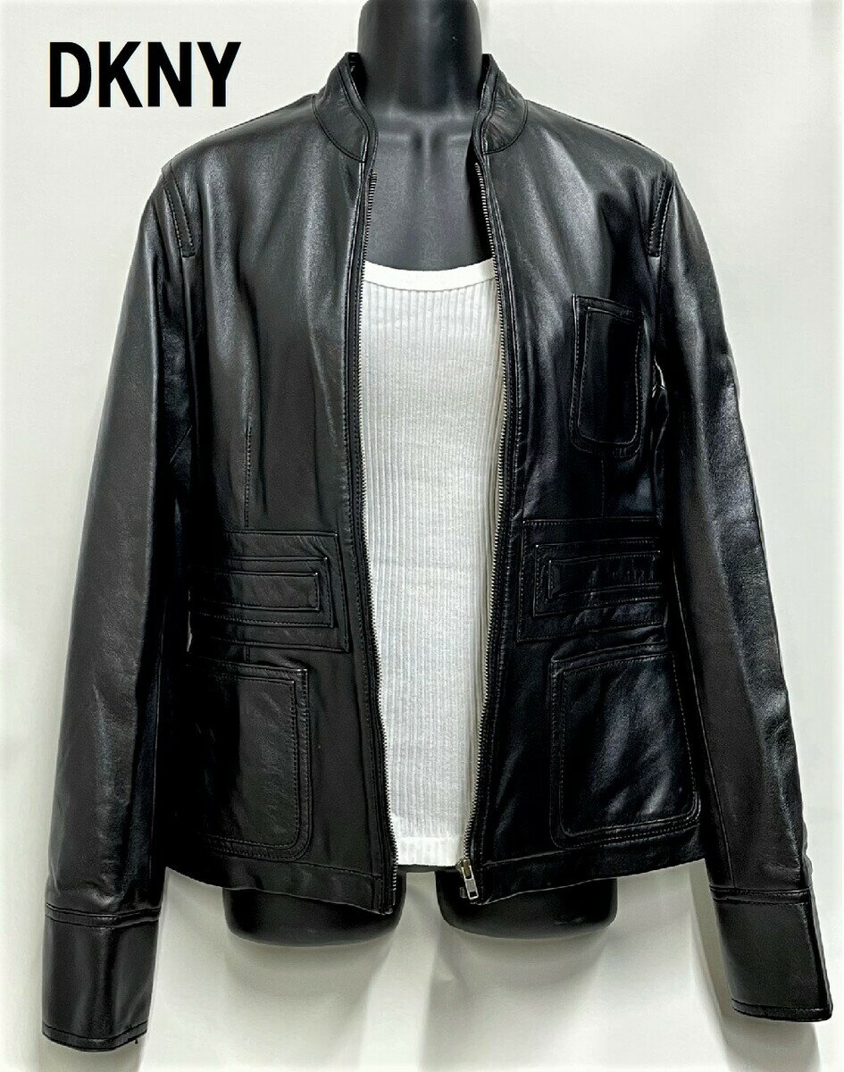 【DKNY】レザージャケット　ランクA（中古）羊革　レザーブルゾン