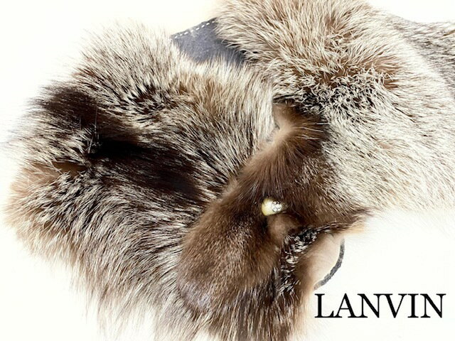 NEWタグ付き新品【LANVIN】ランバン River 2004RENARD FOXビジュー付きファー ストール(中古)マフラー ティペット ショール