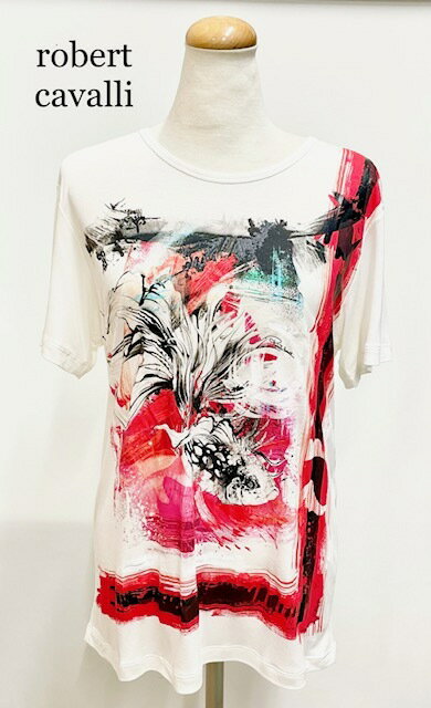 樂天商城 - NEW　ロベルト カヴァリ【roberto cavalli】　Tシャツ　イタリア製 プリント 金魚柄 　タグ付き新品　 サイズ38 　（中古）