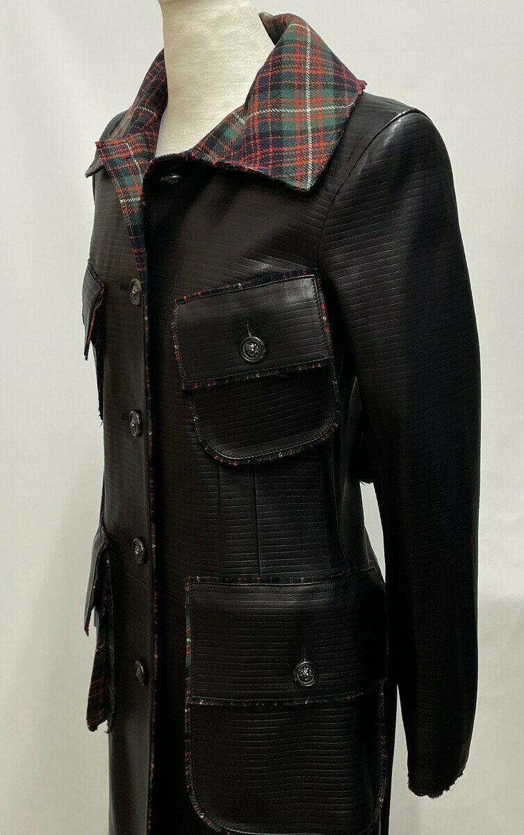 シャネ ル【CHANEL】レザーロングコート　黒　34　レディースフランス製ランクA　(...