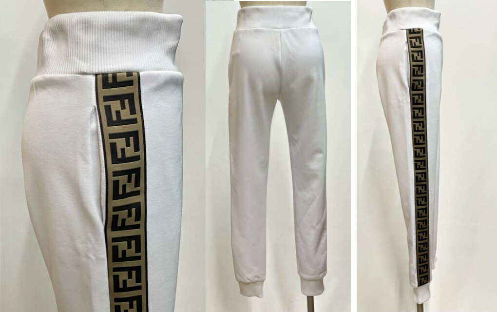 フェンディ【FENDI 】　ジョガーパンツ　FF　ズッカ柄　白　イタリア製　サイズ36　ランクS 美品(中古)　