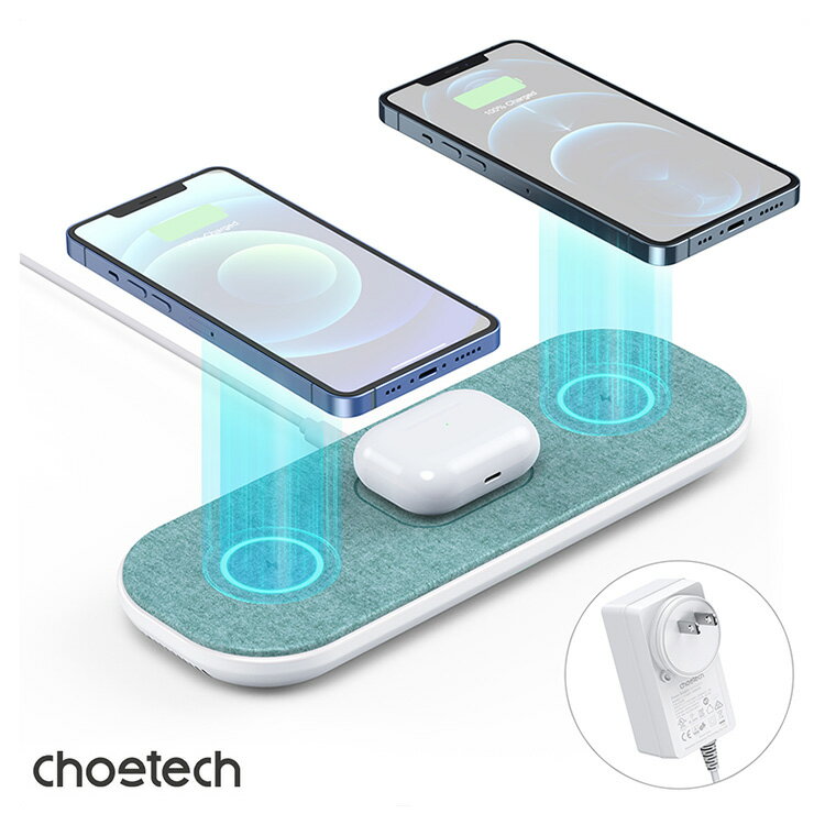 CHOETECH T569 magsafe充電対応 ワイヤレス充電器 iphone 13磁気充電 3台同時充電 3つコイル airpods 2 / airpods pro対応 iPhone13 / 13 Pro / 13 Pro Max / 13 mini/iPhone 11など対応、Galaxy/Nexus/Sony SZ2/Xperia/AQUOS R3 卓上 オフィス 在宅