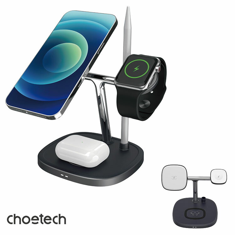 ワイヤレス充電器（売れ筋ランキング） CHOETECH T583-F ワイヤレス充電器 4in1 充電スタンド apple watch 充電器 iphone airpods 同時充電 CHOETECH iPhone 12/13対応 合計15W magsafe マグネット 磁気 Qi 置くだけ type-c apple pencil AirPods 4台同時充電 iphone13 iphone12