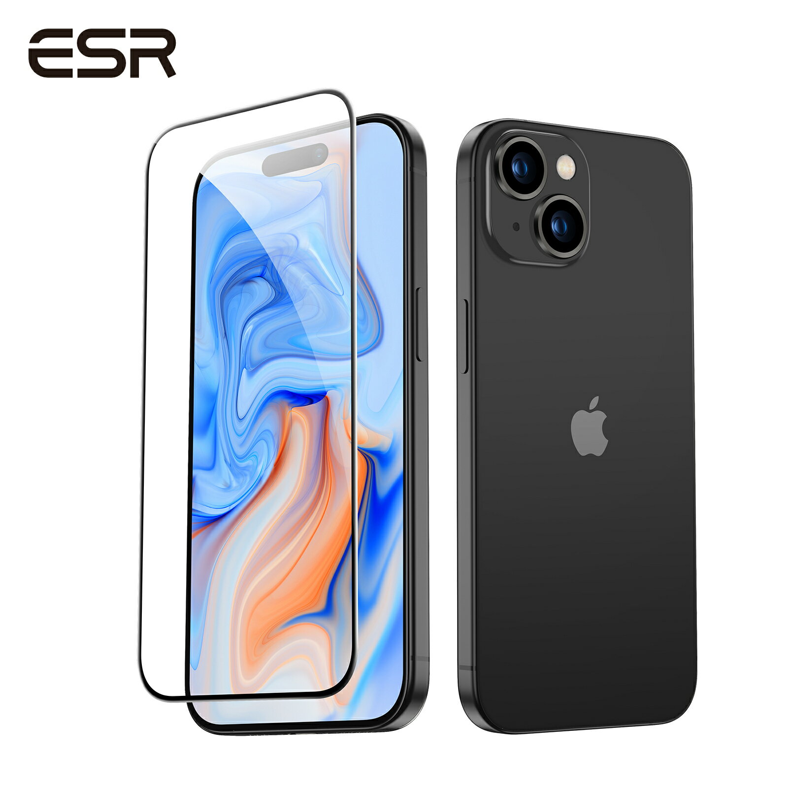 ESR iPhone 15 / 15 Plus / 15 Pro / 15 Pro Max 保護フィルム　強化ガラス保護フィルム 1枚 2枚セット 2.5Dカーブエッジ フルカバー 米軍MIL規格の保護 傷に強い ESR Tempered-Glass Screen Protector Compatible with iPhone 15 1 Pack 2 Pack