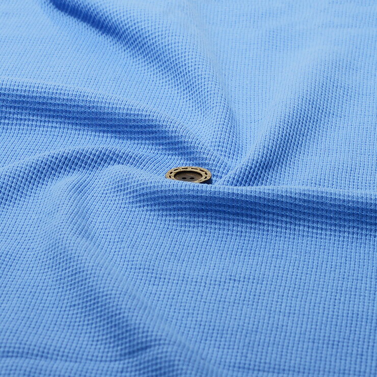 【ニット生地 無地/ヒヤシンスブルー】アパレルメーカー放出品 リブニット 筒状 伸縮性に富んだ30ワッフルスパンテレコ 厚み1ミリ 幅45cmの輪 リブ使い コットン 犬服 ドッグ スパンテレコ【50cm単位 メール便2ヶまで】(r-1282)