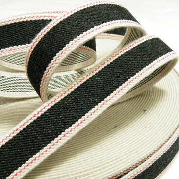 デニム調ゴム(平ゴム)25mm巾 ブラック