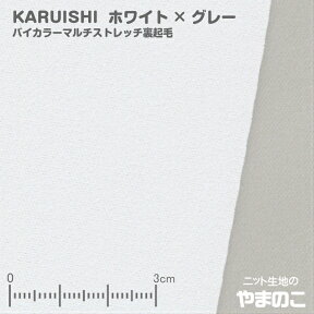 【エントリー＆数量3でポイント10倍！】東レKARUISHI バイカラーマルチストレッチ裏起毛 ホワイト×グレー ニット生地 保温 軽量 耐摩耗性