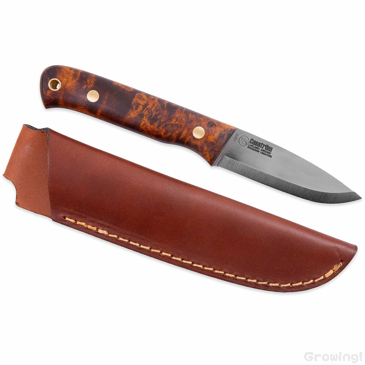 Casstrom カストロム ウッズマン ブッシュクラフト 15N20 スカンジ カーリーバーチ Woodsman 10870 フィックスド フルタング 北欧スウェーデン アウトドアナイフ 固定刃 キャンプナイフ サバイバル ハンティング ハンター 薪割り フェザー フィッシング 防災 緊急時 正規品