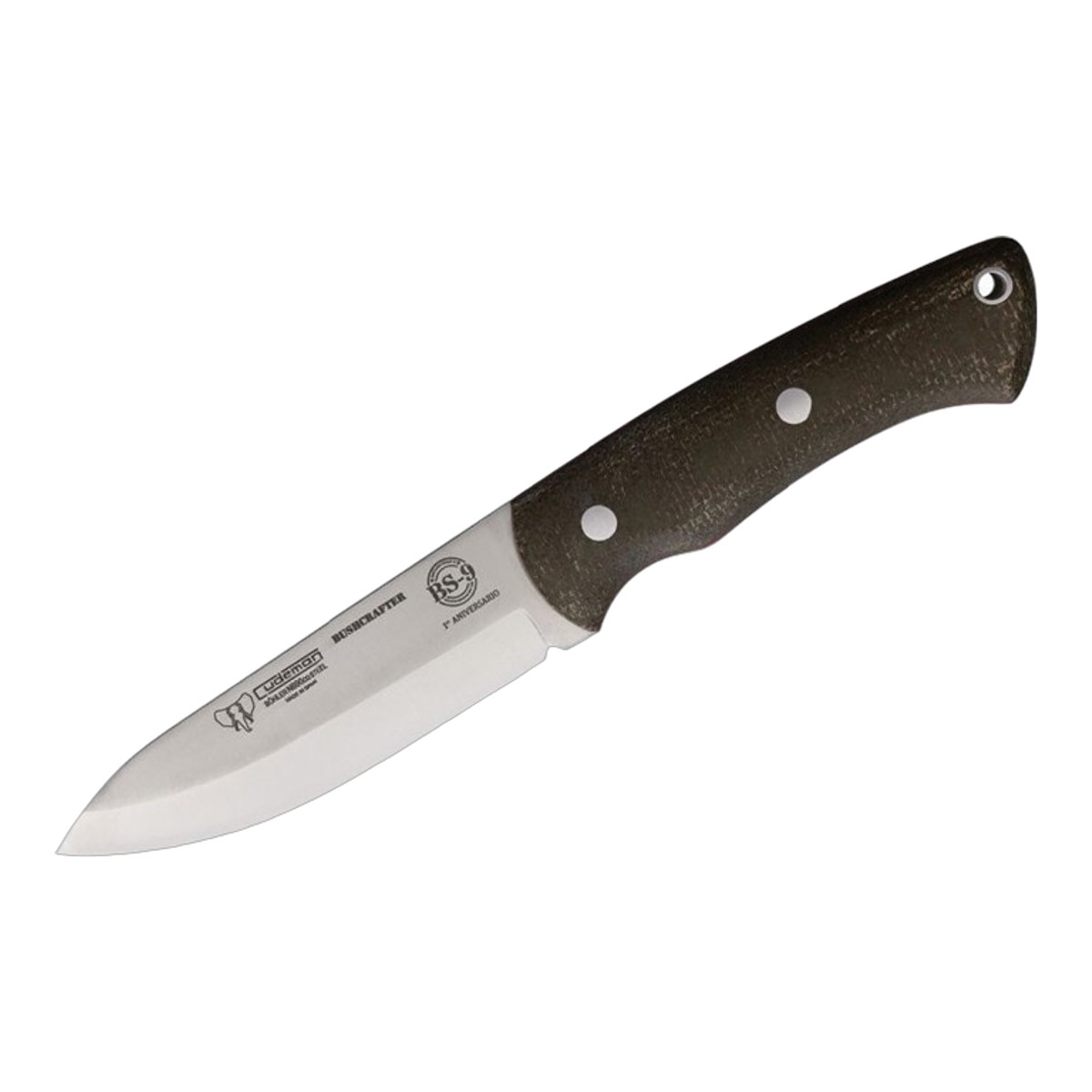 CUDEMAN クードマン ブッシュクラフター N690co グリーン マイカルタ BUSHCRAFTER フィックスド スペイン製 アウトドアナイフ 固定刃 キャンプナイフ ブッシュクラフト サバイバル ハンティング ハンター 薪割り フェザー フィッシング 防災 緊急時 正規品 本物保証