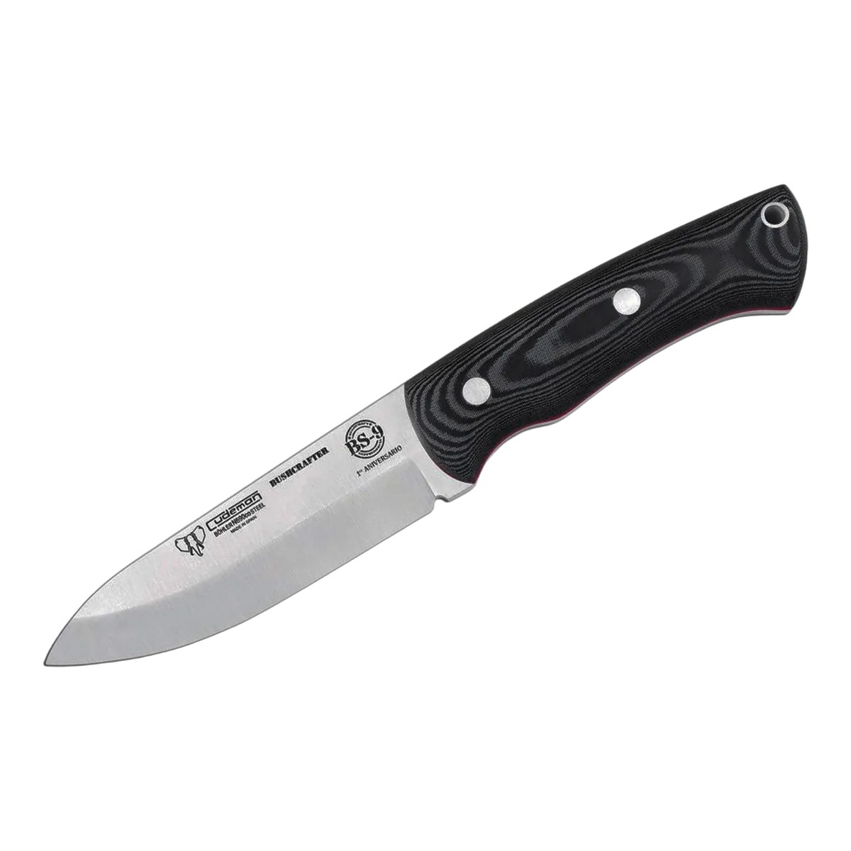 CUDEMAN クードマン ブッシュクラフター N690co ブラック マイカルタ BUSHCRAFTER フィックスド スペイン製 アウトドアナイフ 固定刃 キャンプナイフ ブッシュクラフト サバイバル ハンティング ハンター 薪割り フェザー フィッシング 防災 緊急時 正規品 本物保証