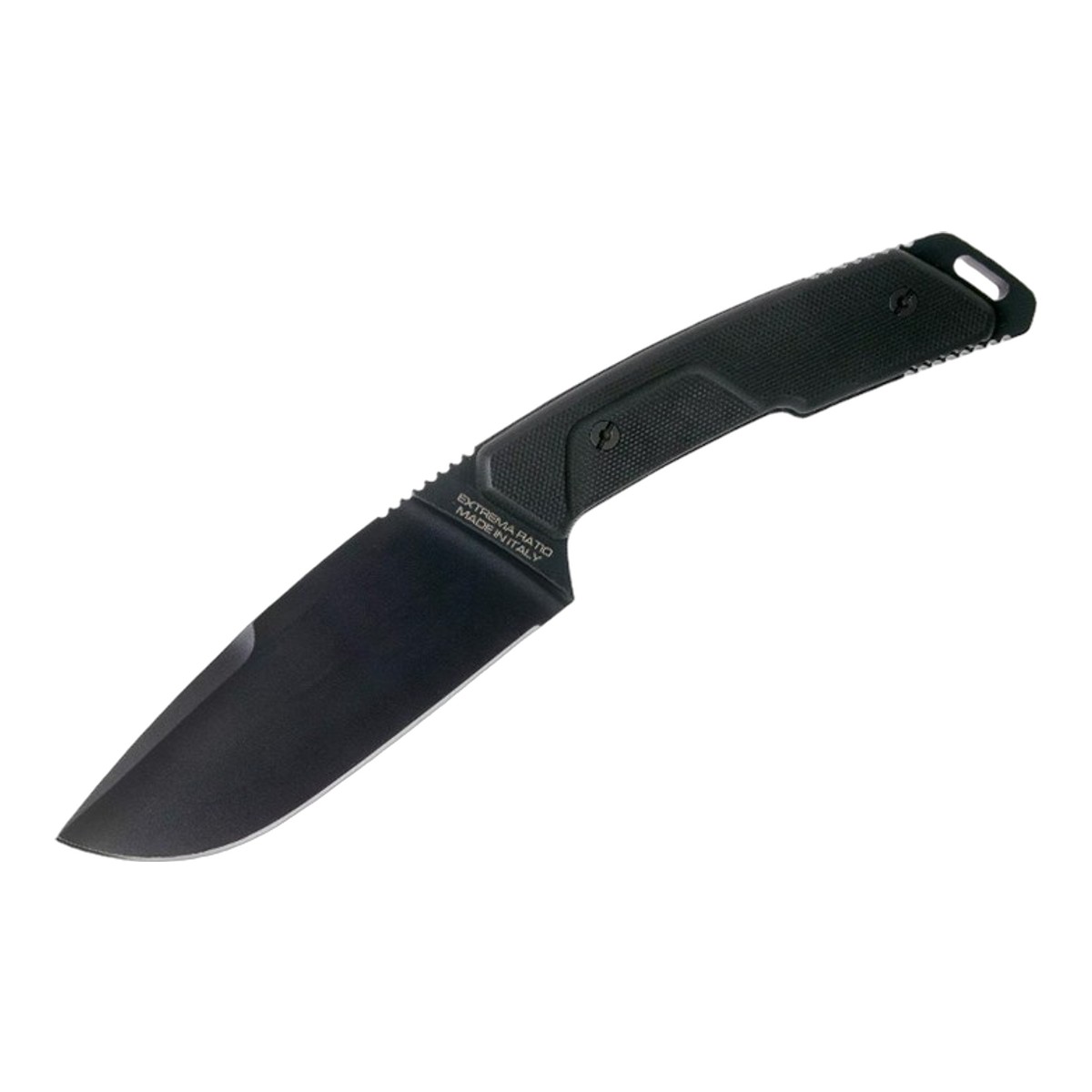 ■EXTREMA RATIO【エストレイマ ラティオ】■ 「セトランス」ブラック 【D2】【G-10】SETHLANS コンバット フィックスド ■新品■ EXTREMA RATIO サバイバルコンバット「セトランス」 ●ブラック ブレード 　　EXP DARK ブレードフィニッシュ 　　フラットグラインド ●フルタング構造 　　頑丈なフルタング構造 ●G-10ハンドル 　　グローブ越しでも握りやすいデザイン 　　ネジ一本でハンドルは外せるイージーメンテナンス ●カイデックス ベルトシース付属 　　高性能シースです 　　　左右どちらの利き手でも使用できます ●ファイヤースターター付属 ●シャープナー付属 Made in Italy 極限での使用を前提にデザインされたタフに使用できるサバイバルナイフ ハンドルはメンテナンスではずせるようになっております MOLLEシステムシースはしっかりとナイフをホールド サバイバル、ブッシュクラフト、プレッパー、バックアップに最適 見た目は無骨なデザインですが実際に手に取ると握りやすく良いナイフを実感すると思います おすすめ！ Made in Italy ■商品■SETHLANS■新品■ ■ブレード：約10.7cm（約6.3mm） ■全長：約22.4cm ■ブレードマテリアル：D2 ■ブレードフィニッシュ：EXP DARK ■ブレードハードネス：60HRC ■ハンドルマテリアル：G-10 ■ウエイト：約207g ■Made in Italy ■EXTREMA RATIO【エストレイマ ラティオ】■ 「セトランス」ブラック 【D2】【G-10】SETHLANS コンバット フィックスド ■新品■ ■EXTREMA RATIO【エストレイマ ラティオ】■ イタリア、プラートで1997年に創業したタクティカルナイフブランド。高性能タクティカルナイフを得意とし軍用、ローエンフォースメント向けのナイフを多く生産する。厳しいミルスペックをクリアする為に高品質な材料を用い高度な3Dシステムで加工、熟練の職人によりアッセンブリーされている。厳しい検査をクリアしているナイフはNATOで正式に採用された。NATO軍の公式サプライヤーである。 ■ ご購入前の注意点 ・製造時、輸送に伴う擦り傷、箱の凹み等ある場合がございます事、ご了承下さい。 ・写真、動画はサンプルとなります。 ・モニターの発色により実際と異なる場合があります。 【重要】この商品は当店実店舗でも販売しております。在庫数の更新は随時行っておりますが、お買い上げいただいた商品が、品切れになってしまうこともございます。 その場合、お客様には必ず連絡をさせていただきます。万が一入荷予定がない場合は、キャンセルさせていただく場合もございますことをあらかじめご了承ください。 刃物 渓流 シースナイフ ポケットナイフ フォールディングナイフ コンパクト 軽量 収納 登山 野外活動 フィールド 外あそびイタリア、プラートで1997年に創業したタクティカルナイフブランド。高性能タクティカルナイフを得意とし軍用、ローエンフォースメント向けのナイフを多く生産する