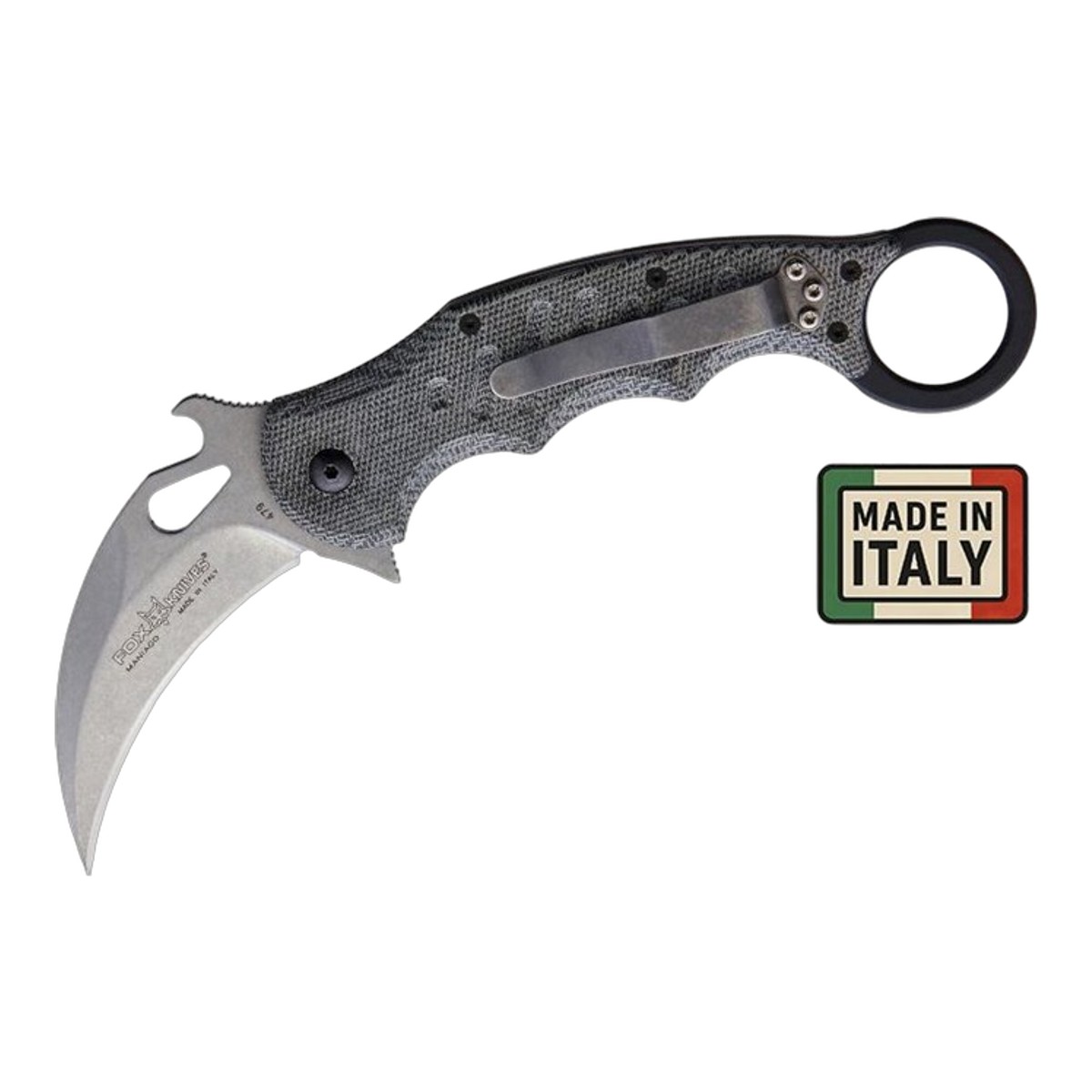 FOX KNIVES フォックス・ナイブス カランビット N690Co フリッパー マイカルタ 特許WAVE機構 479MIB-SW 折りたたみ イタリア製 アウトドアナイフ 刃物 キャンプ ハンティング ハンター 狩猟 フィッシング キャンプナイフ ポケット フォルダー フォールディングナイフ 収納