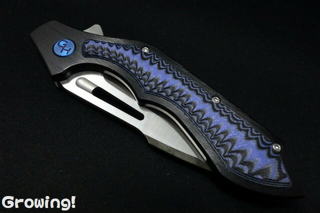 アウトドアナイフ専門グローイングのGil Hibben ギル・ヒブン ハリケーン 7cr17 フリッパー ブルーブラック マイカルタ Hurricane フォルダー アウトドアナイフ キャンプナイフ ブッシュクラフト フィールド 外あそび｜アングル3
