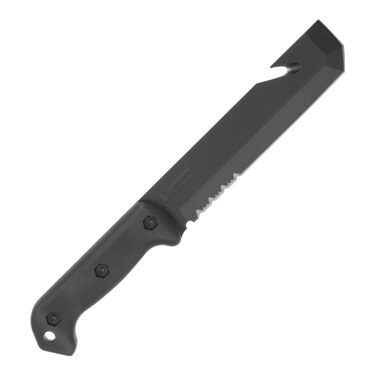 ■KA-BAR【ケー・バー】■ ベッカー BK3 「タックツール」【1095カーボン】【グリボリー】BECKER Tac Tool ■新品■ 大迫力　大型サバイバル・マチェット・ナイフ ●大型ブレード 　　刃厚 約6.5mm　安心ブレード 　　1095(CroVan)カーボンスチール ●フルタング 　　頑丈なフルタング構造 ●グリボリーハンドル 　　あらゆる環境でタフなグリボリーハンドル ●GFNベルトシース付属 　　使いやすいプラシースです アウトドアシーンで活躍するナイフ KA-BAR社　ベッカー シリーズ MADE IN U.S.A ■商品■BK3■新品■ ■ブレード：約17.6cm（約6.5mm） ■全長：約31.6cm　 ■ブレードマテリアル：1095 Cro-Van carbon steel ■ブレードハードネス：HRC56-58 ■ハンドルマテリアル：Grivory ■シースマテリアル：Glass-Filled Nylon ■ウエイト：約531g Knife Made in USA ■KA-BAR【ケー・バー】■ ベッカー BK3 「タックツール」【1095カーボン】【グリボリー】BECKER Tac Tool ■新品■ ■KA-BAR【ケーバー】■ カーバー ケイバー■ 英国の有名なシェフィールド・カトラリー社に勤めていたナイフメーカーが少数人集まり，ニューイングランド州に小さな工場を建てたのがKA-BARのルーツ。それは，200年以上も前にさかのぼる。この伝統的な老舗メーカーは1800年代になると，ニューイングランド州からウェスターン・ニューヨークと北ペンシルベニアの辺りに拠点を移した。その時　38人で作った会社が今のKA-BAR社の歴史の始まりだ。イギリス発祥の会社はその伝統をアメリカに持ち込みハイクオリティーなナイフを作り続けている 「kill a bear」　熊ハンターが使用していたナイフに感謝し送られてきた手紙に荒々しくこう書いてありました　「k a bar」。会社はそれを商標「KA-BAR」として採用したのでした。第2次世界大戦時に海兵隊で使用され、その後　海軍、沿岸警備隊等の軍隊にも採用されました。非公式ながら朝鮮、ベトナム、イラクでも戦争でも使用されています ■ ご購入前の注意点 ・製造時、輸送に伴う擦り傷、箱の凹み等ある場合がございます事、ご了承下さい。 ・写真、動画はサンプルとなります。 ・モニターの発色により実際と異なる場合があります。 【重要】この商品は当店実店舗でも販売しております。在庫数の更新は随時行っておりますが、お買い上げいただいた商品が、品切れになってしまうこともございます。 その場合、お客様には必ず連絡をさせていただきます。万が一入荷予定がない場合は、キャンセルさせていただく場合もございますことをあらかじめご了承ください。