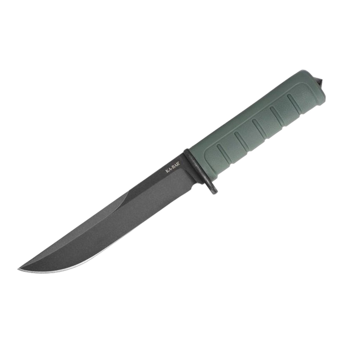 ■KA-BAR【ケー・バー】■ ダスト 1 【D2】【グリーンGFN】 【ガラスブレーカー】Dust I フィックスド ■新品■ KA BAR社 アウトドアフィールドナイフ「ダスト」シリーズ ●ブラックD2鋼ブレード 　　不用意な光の反射を防ぐブラックフィニッシュ ●グリーンGFNハンドル 　　濡れた手でもしっかりと握れます 　　ハンドルエンドはガラスブレーカーになっております ●プラスチック ベルトシース付属 　　MOLLE コンパーチブル 手になじみ抜群のグリップのGFNハンドル。ブレード上部も丸く加工してあり全体的に優しいフォルムになっております アウトドアシーンで活躍するナイフ おすすめ！！ 【D2 tool steel】 D2工具鋼 冷間工具鋼。炭化物が多く含まれており高い耐摩耗性と優れた硬度を兼ね備えていながらクロム含有量が高いため、他の炭素鋼に比べて錆びにくい ■商品■6100■新品■ ■ブレード：約15.8cm（約4.9mm） ■全長：約28cm　 ■ブレードマテリアル：black finish D2 tool steel ■ハンドルマテリアル：Foliage Green GFN ■シースマテリアル：Black molded plastic MOLLE compatible ■ウエイト：約218g ■KA-BAR【ケー・バー】■ ダスト 1 【D2】【グリーンGFN】 【ガラスブレーカー】Dust I フィックスド ■新品■ ■KA-BAR【ケーバー】■ カーバー ケイバー■ 英国の有名なシェフィールド・カトラリー社に勤めていたナイフメーカーが少数人集まり，ニューイングランド州に小さな工場を建てたのがKA-BARのルーツ。それは，200年以上も前にさかのぼる。この伝統的な老舗メーカーは1800年代になると，ニューイングランド州からウェスターン・ニューヨークと北ペンシルベニアの辺りに拠点を移した。その時　38人で作った会社が今のKA-BAR社の歴史の始まりだ。イギリス発祥の会社はその伝統をアメリカに持ち込みハイクオリティーなナイフを作り続けている 「kill a bear」　熊ハンターが使用していたナイフに感謝し送られてきた手紙に荒々しくこう書いてありました　「k a bar」。会社はそれを商標「KA-BAR」として採用したのでした。第2次世界大戦時に海兵隊で使用され、その後　海軍、沿岸警備隊等の軍隊にも採用されました。非公式ながら朝鮮、ベトナム、イラクでも戦争でも使用されています ■ ご購入前の注意点 ・製造時、輸送に伴う擦り傷、箱の凹み等ある場合がございます事、ご了承下さい。 ・写真、動画はサンプルとなります。 ・モニターの発色により実際と異なる場合があります。 【重要】この商品は当店実店舗でも販売しております。在庫数の更新は随時行っておりますが、お買い上げいただいた商品が、品切れになってしまうこともございます。 その場合、お客様には必ず連絡をさせていただきます。万が一入荷予定がない場合は、キャンセルさせていただく場合もございますことをあらかじめご了承ください。