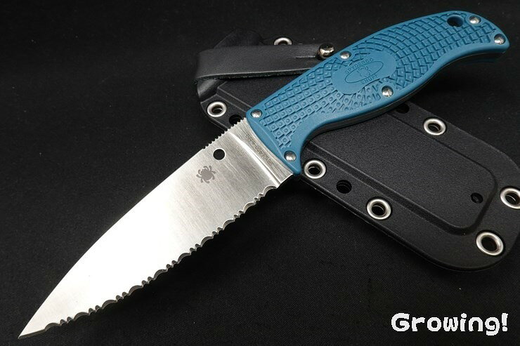 アウトドアナイフ専門グローイングのSpyderco スパイダルコ イナフ2 K390 波刃 FRN ENUFF2 FB31SBL2K390 フィックスド アウトドアナイフ 刃物 キャンプ ハンティング ハンター 狩猟 フィッシング シースナイフ ハンティング キャンプナイフ ブッシュクラフト｜アングル2