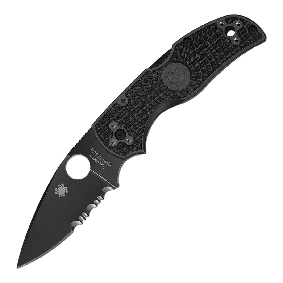 ■Spyderco【スパイダルコ】■ ネイティブ5 【ブラックブレード】【CPM-S30V】【半波刃】【FRN】Native5 C41PSBBK5 折りたたみ アメリカ製 ■新品■ 人気のスパイダルコ「ネイティブ」シリーズ 1997年にUS版として市場導入されて以来、ネイティブは進化してきました 5台目のネイティブ 直刃、全波刃はこちら ●ドロップポイントブレード 　　使い勝手の良いドロップポイント 　　刃持ちの良い高級鋼材 CPM-S30V鋼 ●サムホールオープン 　　スパイダルコ　サムホール付きでブレード簡単ワンハンドオープニング ●バックロック 　　信頼性の高いバックロック方式採用 ●FRNハンドル 　　Bi-Directional Texturingパターン ●ポケットクリップ付き 　　上下左右　付け替え可能 Made in the USA ＋鋼材 S30Vに変更されております Made in the USA ■商品■C41PSBBK5■新品■ ■ブレード：約7.5cm（約3.2mm） ■オープン：約17.5cm ■クローズ：約10.2cm ■ブレードマテリアル：CPM-S30V ■ブレードコーティング：Diamond-Like Carbon (DLC) coating ■ハンドルマテリアル：FRN ■ウエイト：約69g ■Made in Golden, Colorado U.S.A. Earth ■Spyderco【スパイダルコ】■ ネイティブ5 【ブラックブレード】【CPM-S30V】【半波刃】【FRN】Native5 C41PSBBK5 折りたたみ アメリカ製 ■新品■ ■Spyderco【スパイダルコ】■ スパイダルコ社は、約20年前にコロラド州デンバーに設立。スパイダルコ社を一躍有名にしたクリピット・ナイフは、社長サール・グレツサーの画期的なアイデアによって誕生しました。アイデアマンの彼は数々のアイデアを製品に反映させています。サムホールと呼ばれるブレードに穴を開けた新円のデザインは、同社がパテントを取得しており、ワンハンドでのブレードのオープンクローズもスタッドを取り付けたタイプと違ってかさばらなくスマートに行えます。同社は波刃の製造技術が大変優れていることでも知られています。比較的新しいメーカーですがデザイン、品質ともに高く、精力的にラインナップを増やして続けています。 1991年、スウェーデンのエベレスト登頂隊とアメリカのエベレスト登頂隊が, ともにスパイダルコナイフを採用した話は有名。余談ですが波刃でもきれいにリンゴが剥けます！ 現在ヤフーオークション等でスパイダルコブランドコピー商品が数多く出回っております 当店では正規品保障 ■ ご購入前の注意点 ・製造時、輸送に伴う擦り傷、箱の凹み等ある場合がございます事、ご了承下さい。 ・写真、動画はサンプルとなります。 ・モニターの発色により実際と異なる場合があります。 【重要】この商品は当店実店舗でも販売しております。在庫数の更新は随時行っておりますが、お買い上げいただいた商品が、品切れになってしまうこともございます。 その場合、お客様には必ず連絡をさせていただきます。万が一入荷予定がない場合は、キャンセルさせていただく場合もございますことをあらかじめご了承ください。