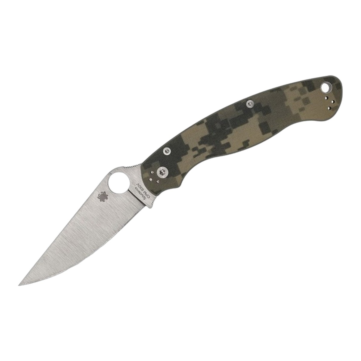 ■Spyderco【スパイダルコ】■ ミリタリー2 カモ 【CPM-S30V】【コンプレッション】【G-10】MILITARY 2 C36GCMO2 折りたたみ ■新品■ 人気モデル「ミリタリー」シリーズ ●ドロップポイント ブレード 　　刃持ちの良い高級鋼材CPM-S30V ●サムホール 　　大きいスパイダルコ サムホールでブレードはワンハンドでオープンクローズが容易 ●コンプレッション ロック 　　使い勝手の良いコンプレッションロック ●カモG-10ハンドル 　　タフなG-10ハンドル ●ポケットクリップ付 　　上下左右 付け替え可能 　　持ち運びに便利なポケットクリップ付き 　　 Made in the USA スパイダルコ社　人気の人気モデル「ミリタリー」シリーズ 大型のブレード使いやすいデザイン Made in the USA ■商品■Military2 C36GCMO2■新品■ ■ブレード：約10.3cm（約3.65mm） ■オープン：約24.2cm ■クローズ：約13.9cm ■ブレードマテリアル：CPM-S30V ■ハンドルマテリアル：G-10 ■ウエイト：約121g ■Made in the USA ■Spyderco【スパイダルコ】■ ミリタリー2 カモ 【CPM-S30V】【コンプレッション】【G-10】MILITARY 2 C36GCMO2 折りたたみ ■新品■ ■Spyderco【スパイダルコ】■ スパイダルコ社は、約20年前にコロラド州デンバーに設立。スパイダルコ社を一躍有名にしたクリピット・ナイフは、社長サール・グレツサーの画期的なアイデアによって誕生しました。アイデアマンの彼は数々のアイデアを製品に反映させています。サムホールと呼ばれるブレードに穴を開けた新円のデザインは、同社がパテントを取得しており、ワンハンドでのブレードのオープンクローズもスタッドを取り付けたタイプと違ってかさばらなくスマートに行えます。同社は波刃の製造技術が大変優れていることでも知られています。比較的新しいメーカーですがデザイン、品質ともに高く、精力的にラインナップを増やして続けています。 1991年、スウェーデンのエベレスト登頂隊とアメリカのエベレスト登頂隊が, ともにスパイダルコナイフを採用した話は有名。余談ですが波刃でもきれいにリンゴが剥けます！ 現在ヤフーオークション等でスパイダルコブランドコピー商品が数多く出回っております 当店では正規品保障 ■ ご購入前の注意点 ・製造時、輸送に伴う擦り傷、箱の凹み等ある場合がございます事、ご了承下さい。 ・写真、動画はサンプルとなります。 ・モニターの発色により実際と異なる場合があります。 【重要】この商品は当店実店舗でも販売しております。在庫数の更新は随時行っておりますが、お買い上げいただいた商品が、品切れになってしまうこともございます。 その場合、お客様には必ず連絡をさせていただきます。万が一入荷予定がない場合は、キャンセルさせていただく場合もございますことをあらかじめご了承ください。