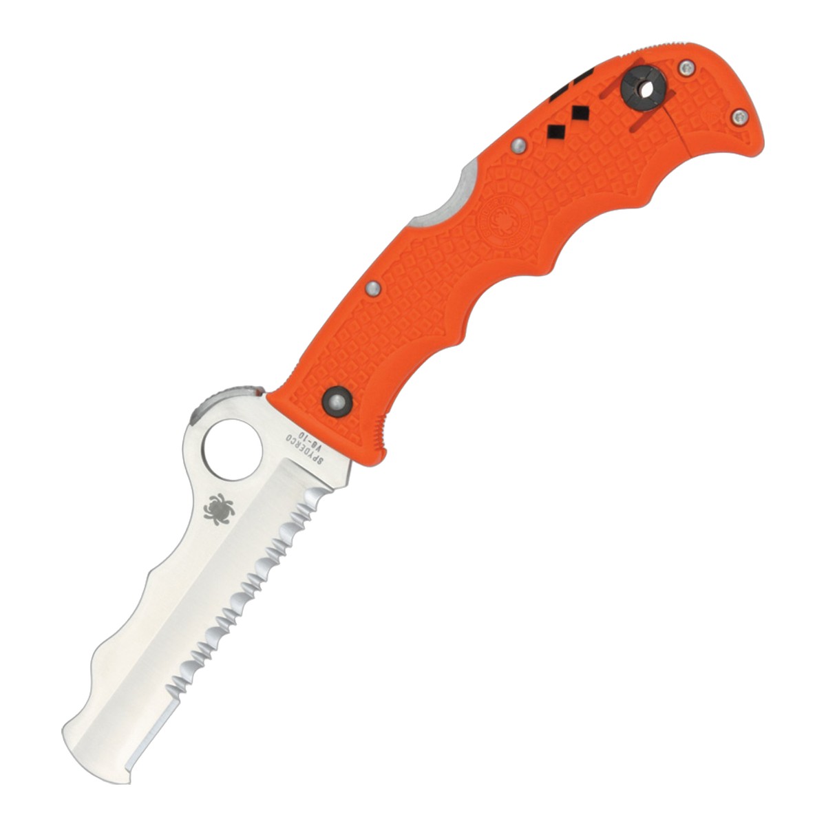 Spyderco スパイダルコ アシストI 波刃 オレンジ VG-10 FRN ガラスクラッシャー ホイッスル 折りたたみ フォルダー 緊急 レスキューナイフ アウトドアナイフ 刃物 キャンプ ハンティング ハンター 狩猟 フィッシング