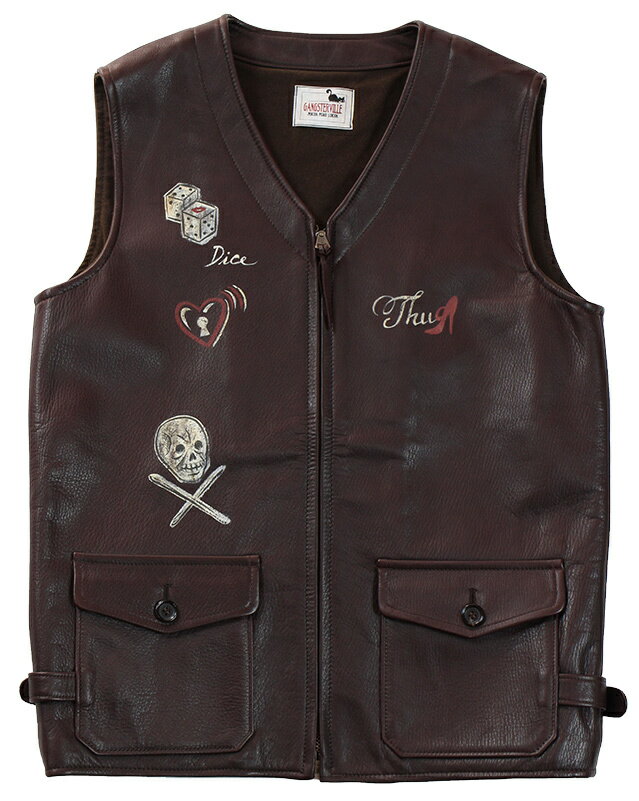 GANGSTERVILLE [LIMITED -THUG - VEST COW HIDE- BROWN size.S]