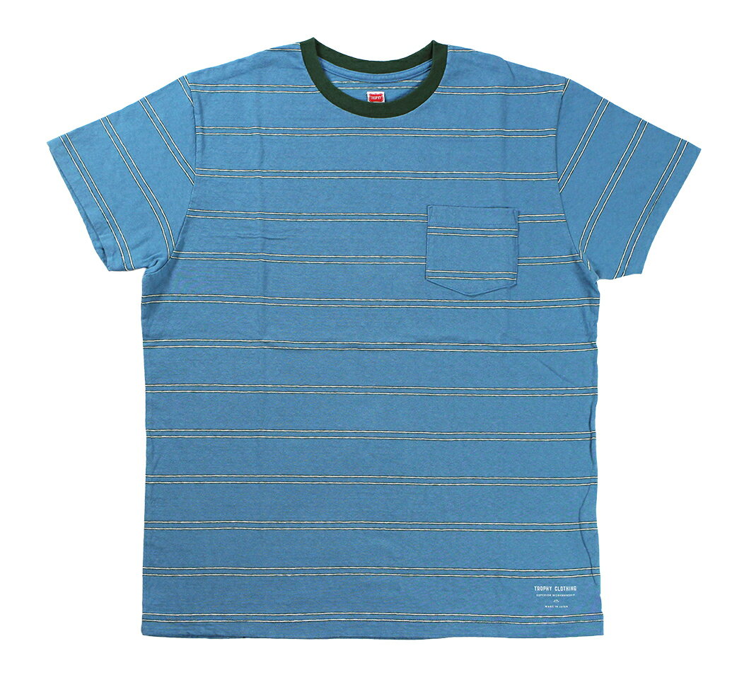 TROPHY CLOTHING [-Multi Border S/S Tee- BLUE size.36,38,40,42]