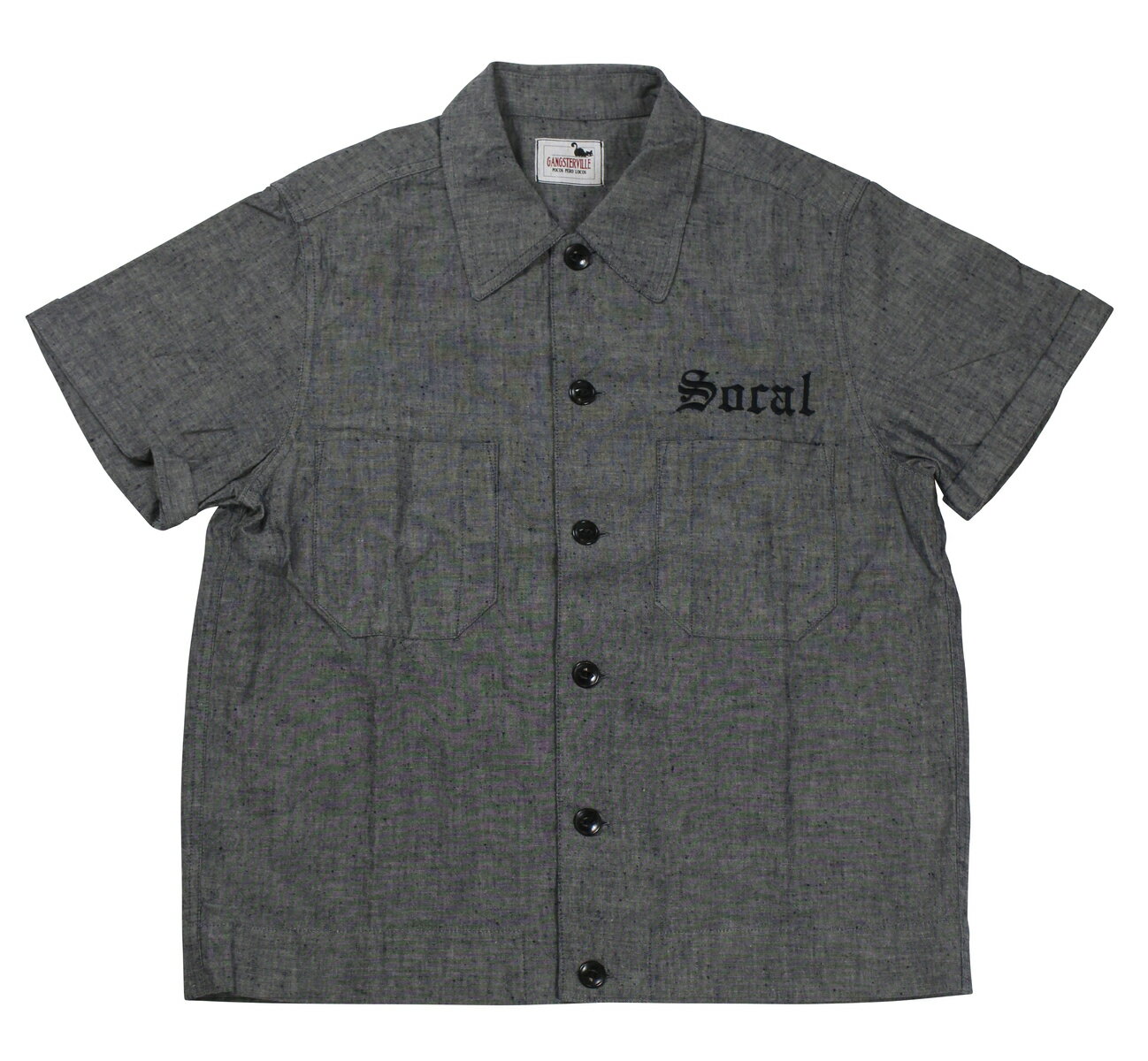 GANGSTERVILLE -SOCAL - S/S SLICK SHIRTS- GRAY size.S,M,L,XL