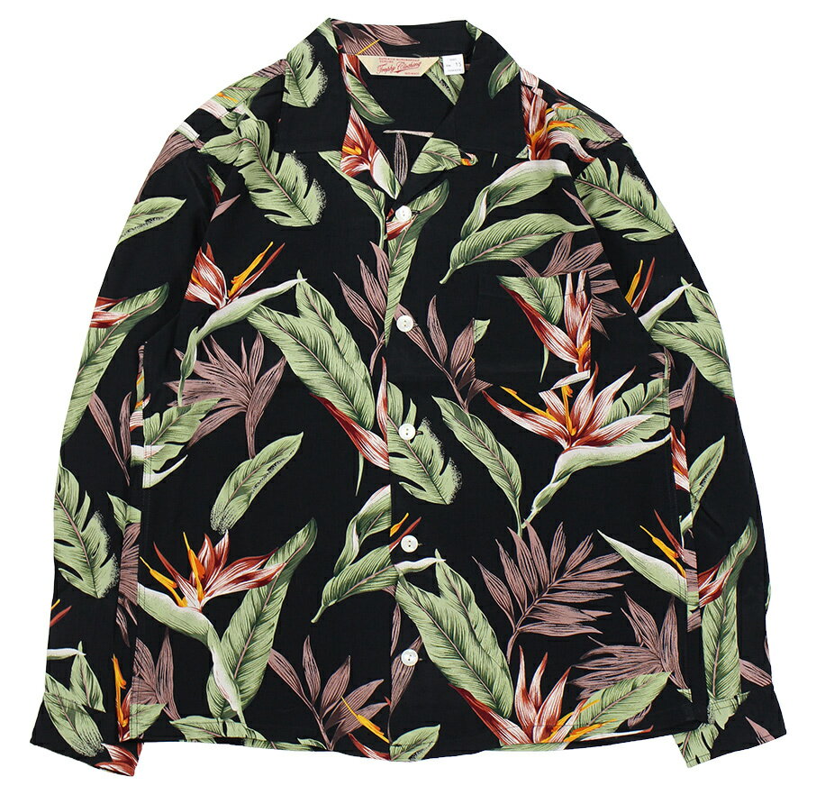 TROPHY CLOTHING [-DUKE HAWAIIAN L/S SHIRT- Black size.14,15,16,17]