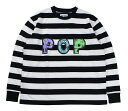 POP EYES [-A/M BORDER EASY TEE SHIRT LS- BLK size.M,L,XL]