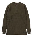 TROPHY CLOTHING [-Heavy Waffle Mil Henley L/S Tee- Olive size.36,38,40,42,44]