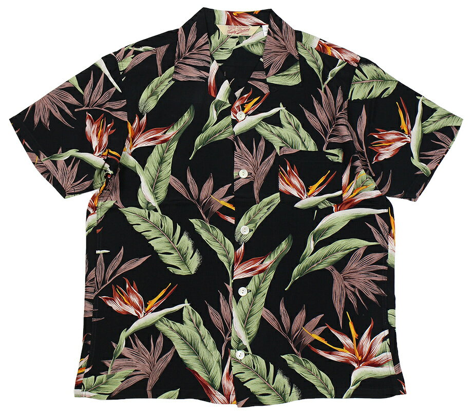 TROPHY CLOTHING [-DUKE HAWAIIAN S/S SHIRT- Black size.14,15,16,17]