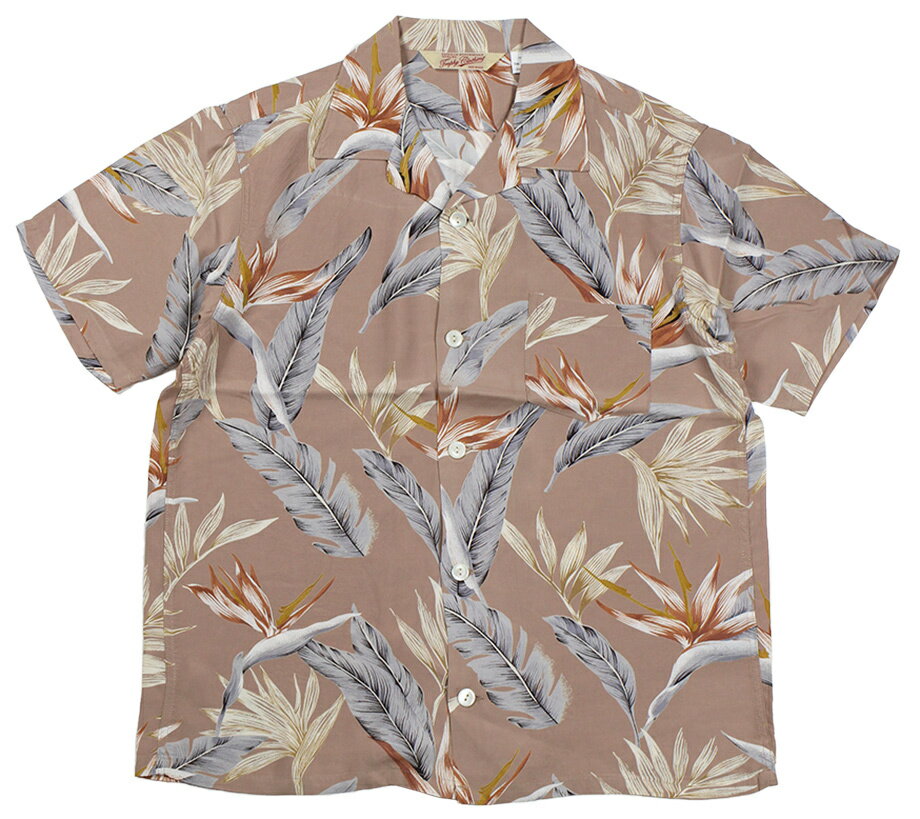 TROPHY CLOTHING [-DUKE HAWAIIAN S/S SHIRT- Beige size.14,15,16,17]