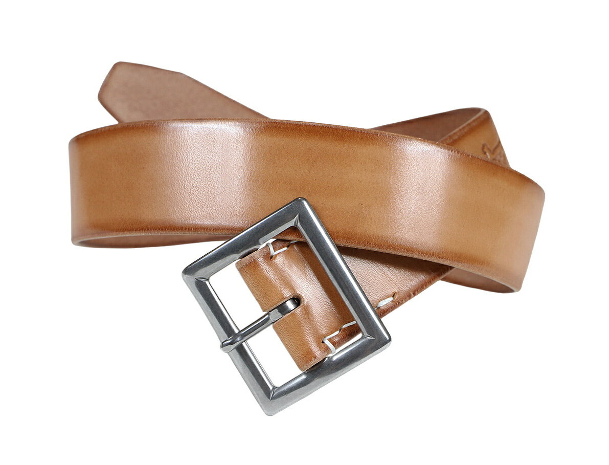 TROPHY CLOTHING [-INDUSTRIAL IRON BUCKLE LEATHER BELT- Tan w.30,32,34,...