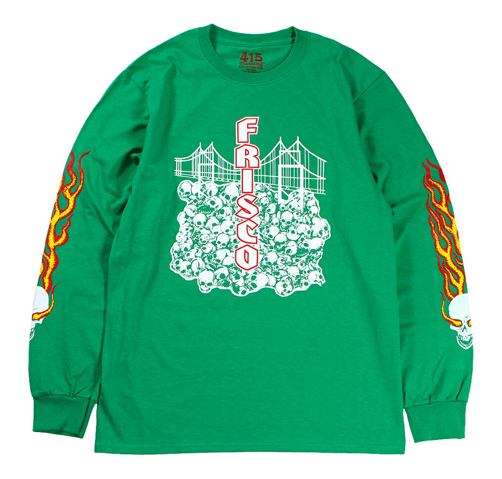 415 CLOTHING [-SKULL BRIDGE L.TEE- GRN size.S,M,L,XL,XXL]