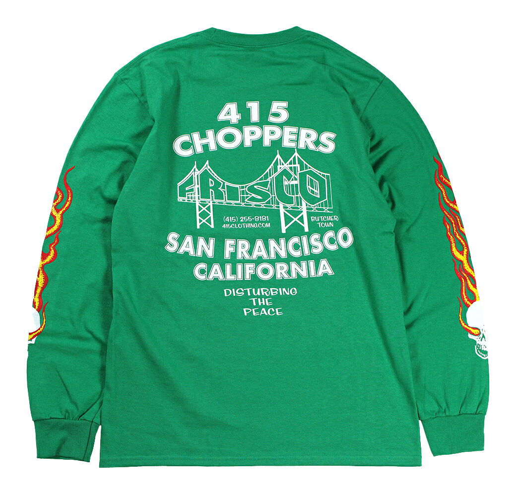 415 CLOTHING [-SKULL BRIDGE L.TEE- GRN size.S,M,L,XL,XXL]