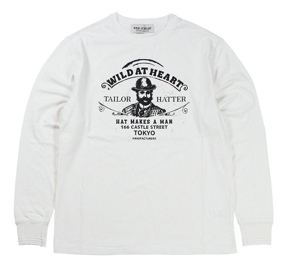 WILD AT HEART [-6.2oz Crew Neck L/S TEE "POMADO" (8253002)- WHITE size.S,M,L,XL,XXL]