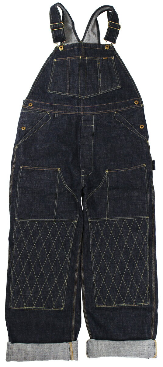 TROPHY CLOTHING [-1603W W Knee Carpenter Overall Dirt Denim- Indigo w.30,32,34,36,38]