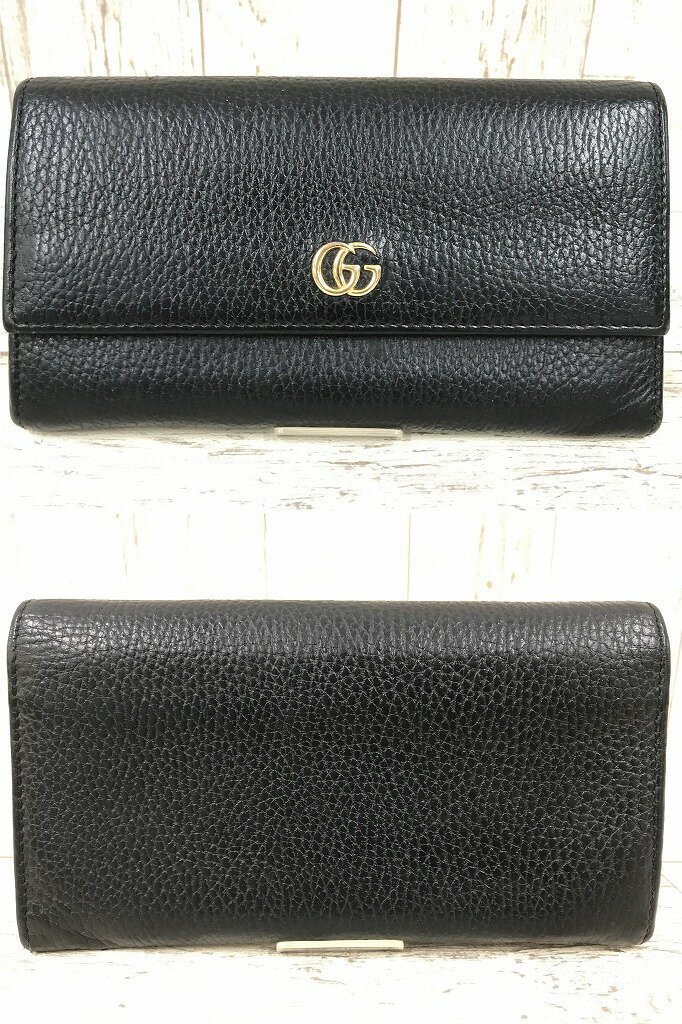 【中古】GUCCI グッチ 456116 GG マーモント 財布 ウォレット レザー ブラック ※2025年5月入荷※