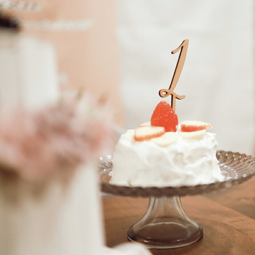 KNOP【木製ケーキトッパー1】数字1ヶ月1歳one誕生日バースデー結婚式ウェディングブライダルウエディングケーキデコレーションウェルカムスペースお祝いガーランド記念写真テーブルナンバーおしゃれナチュラルフラワーピック