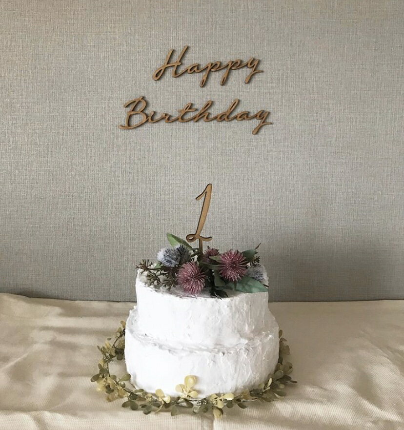 KNOP【木製ケーキトッパー1】数字1ヶ月1歳one誕生日バースデー結婚式ウェディングブライダルウエディングケーキデコレーションウェルカムスペースお祝いガーランド記念写真テーブルナンバーおしゃれナチュラルフラワーピック