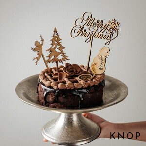 KNOP 【木製　ケーキトッパー　アイコン　4本セット】christmas サンタ　トワイライト　トナカイ　パーティー　メリークリスマス　デコレーション　メモリアル　ウェルカムスペース　お祝い　ガーランド　夫婦　記念写真　演出　おしゃれ