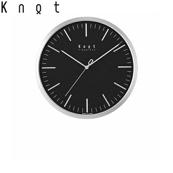  Knot カスタマイズ掛け時計 3Dバーインデックス ブラック×シルバー 27cm ノットクロック CLOCK 3D BAR スイープセコンド 静かな秒針 日本製 壁掛け時計 音がしない