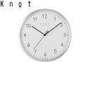 Knot カスタマイズ掛け時計 アラビア数字インデックス ホワイト×シルバー 27cm ノットクロック CLOCK Arabic スイープセコンド 静かな秒針 日本製 壁掛け時計 音がしない