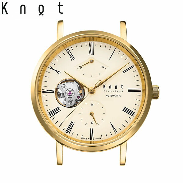 Knot ノット 時計 CAP-38 メカニカルオープンハート イエローゴールド ＆ アイボリー ローマンインデックス パワーリザーブ 時計本体のみベルト別売り サファイアガラス 【オンネームサービス不可】