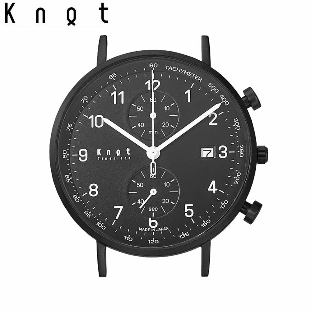 Knot ノット 時計 クラシック クロノグラフ アラビック ブラック ＆ ブラック モノクロカラー 時計本体のみベルト別売り 腕時計 メンズ レディース サファイアガラス 日本製