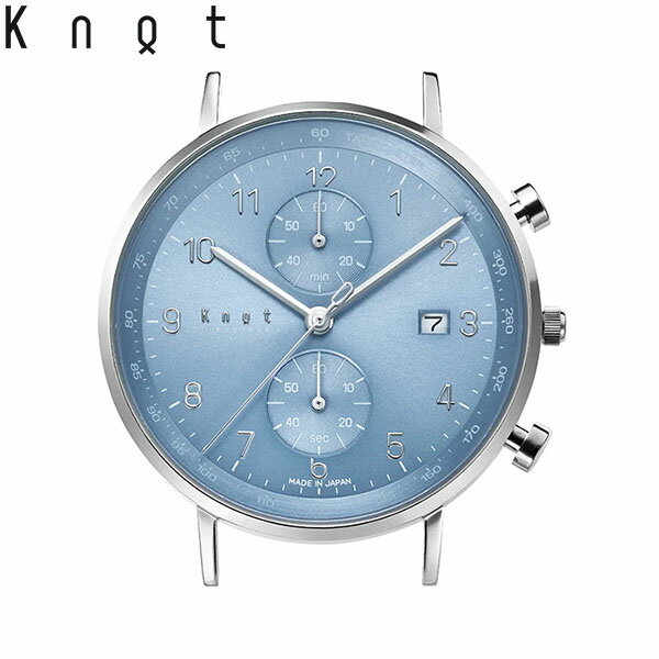 Knot ノット 時計 クラシック クロノグラフ アラビック シルバー ＆ スカイブルー スプリングカラー 時計本体のみベルト別売り 腕時計 メンズ レディース サファイアガラス 日本製