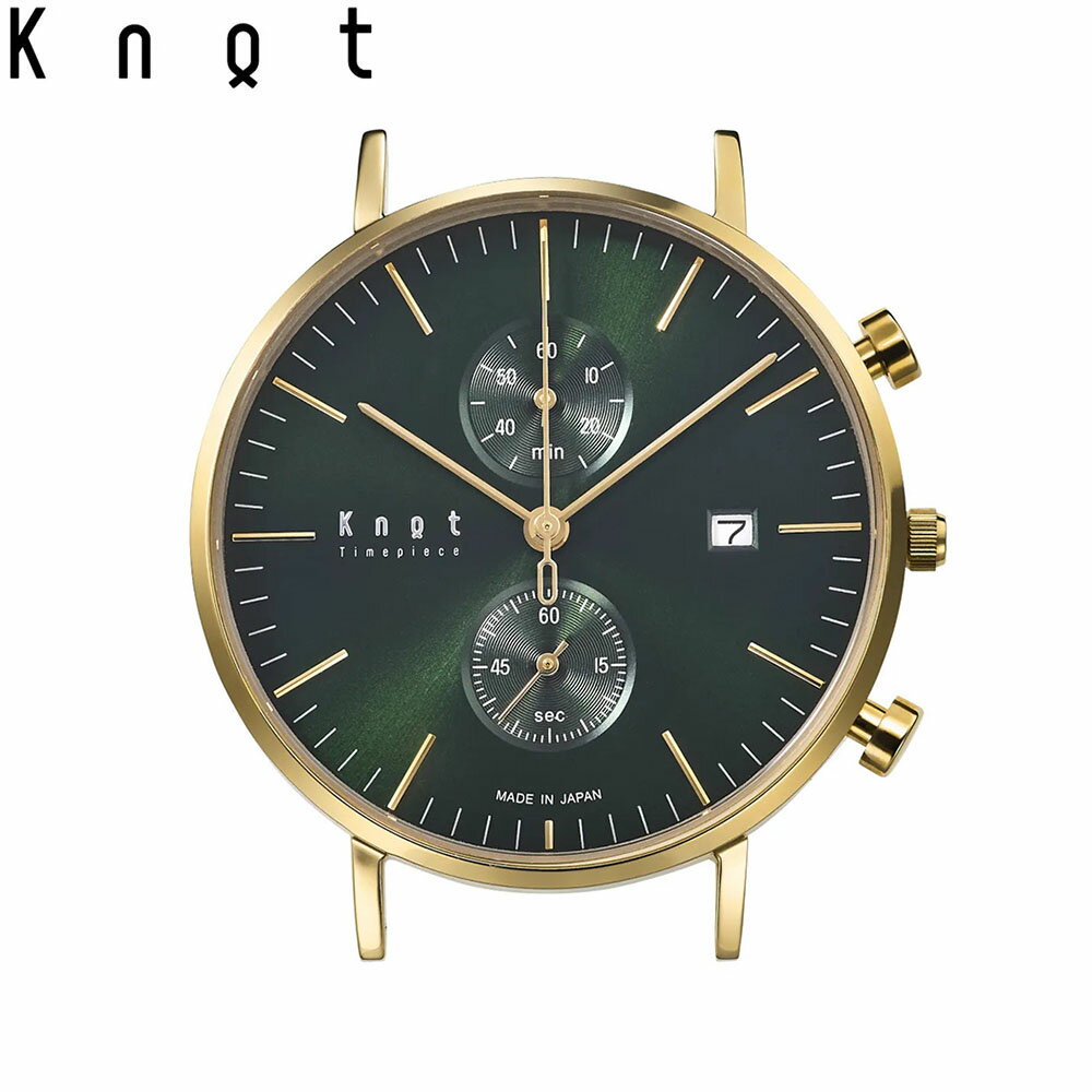 Knot ノット 時計 クラシック クロノグラフ イエローゴールド ＆ グリーン 時計本体のみベルト別売り 腕時計 メンズ レディース サファイアガラス 日本製 【2024年12月新色】