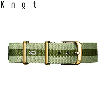 Knot（ノット）FUKUI SHINDO NATOナイロンストラップ 替えベルトライトグリーン×オリーブ ＆ イエローゴールドバックル 時計ベルト 18mmベルトのみ購入はメール便のため代引き・着日指定・包装は不可スペアベルト/日本製/