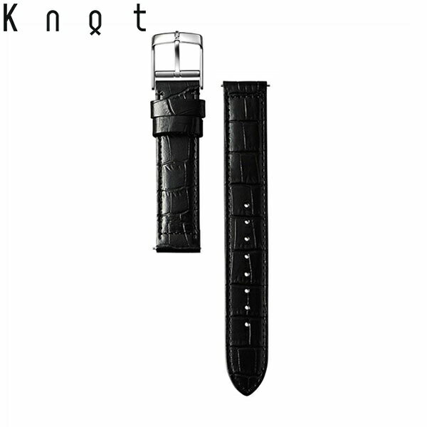 Knot ノット 時計 クロコダイルスタンパードストラップ ストレート・ロングシェイプ 時計ベルト 18mm ブラック ベルトのみ購入はメール便のため代引き・着日指定・包装不可 スペアベルト 日本…